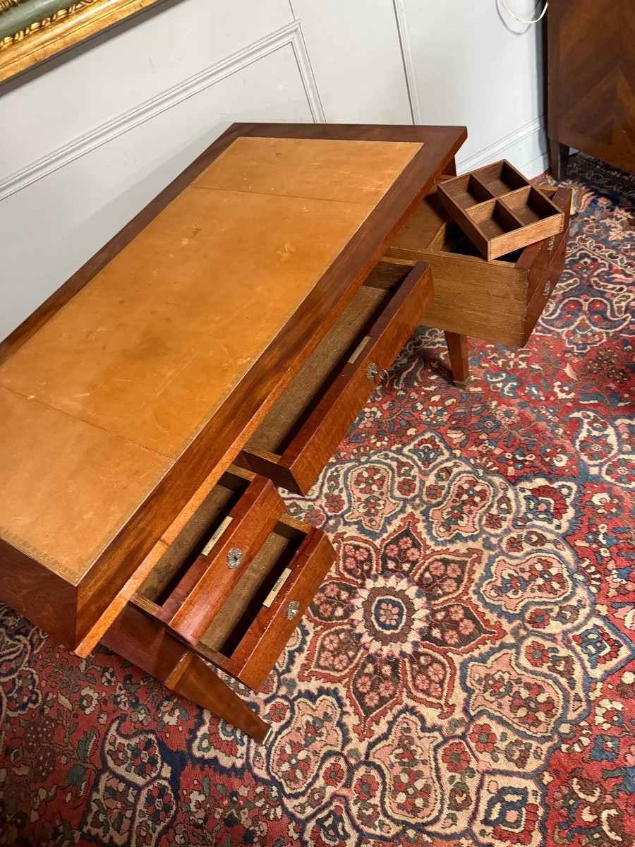 BUREAU PLAT DE STYLE EMPIRE EN ACAJOU D’ÉPOQUE XIX ÈME -photo-1