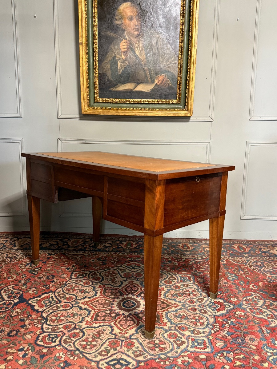 BUREAU PLAT DE STYLE EMPIRE EN ACAJOU D’ÉPOQUE XIX ÈME -photo-3