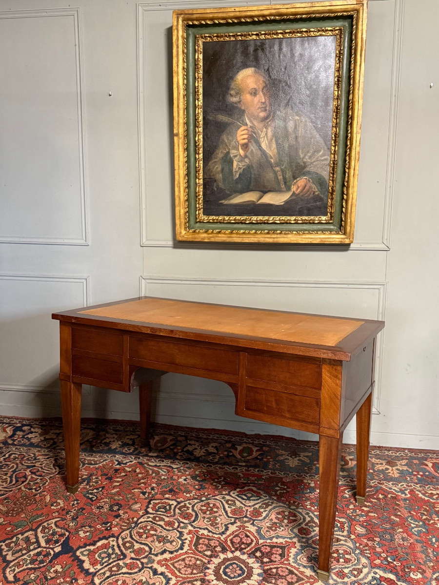 BUREAU PLAT DE STYLE EMPIRE EN ACAJOU D’ÉPOQUE XIX ÈME -photo-6