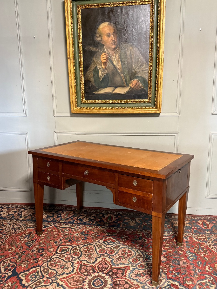 BUREAU PLAT DE STYLE EMPIRE EN ACAJOU D’ÉPOQUE XIX ÈME 