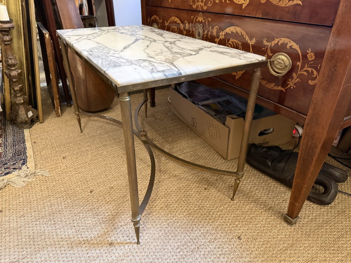Table basse laiton et marbre -photo-2