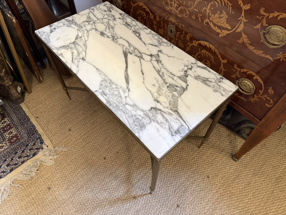 Table basse laiton et marbre -photo-3