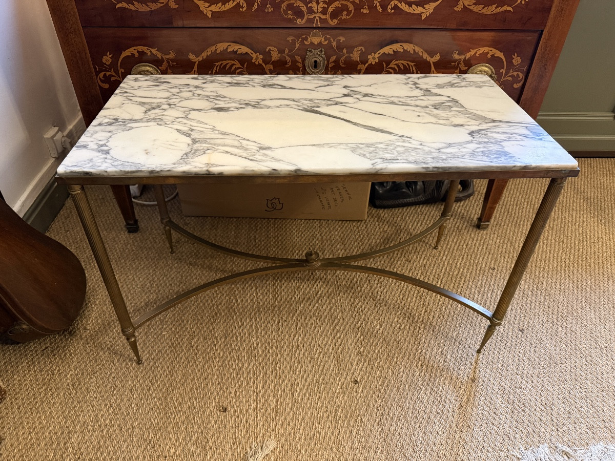 Table basse laiton et marbre 