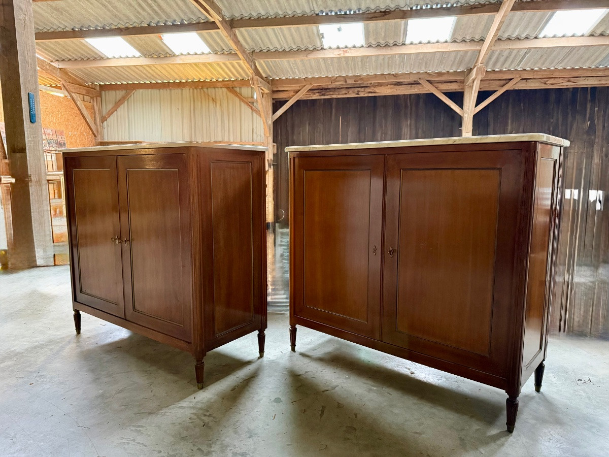 Paire de buffets de style Louis XVI en acajou -photo-3