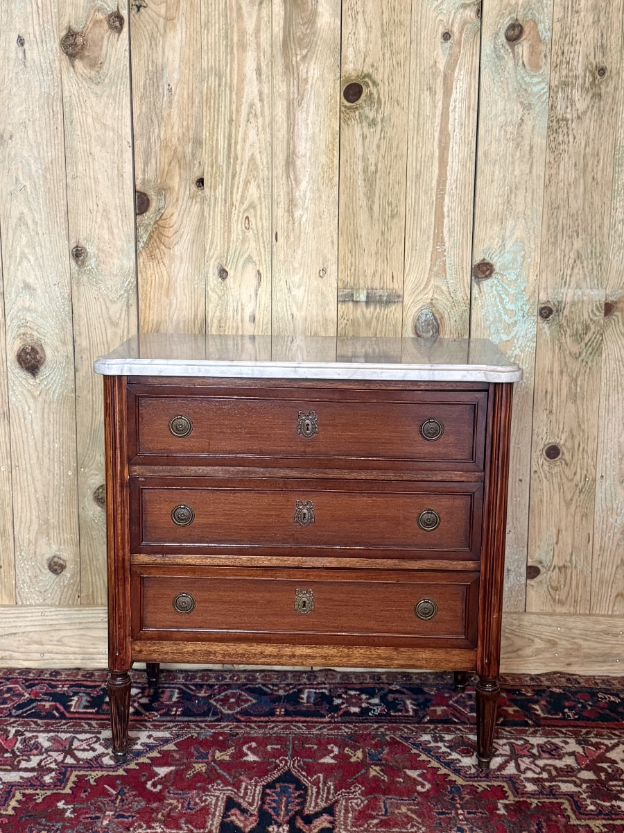 Small Louis XVI Style Mahogany Chest Of Drawers.-photo-3