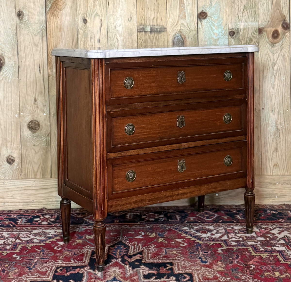 Small Louis XVI Style Mahogany Chest Of Drawers.-photo-4