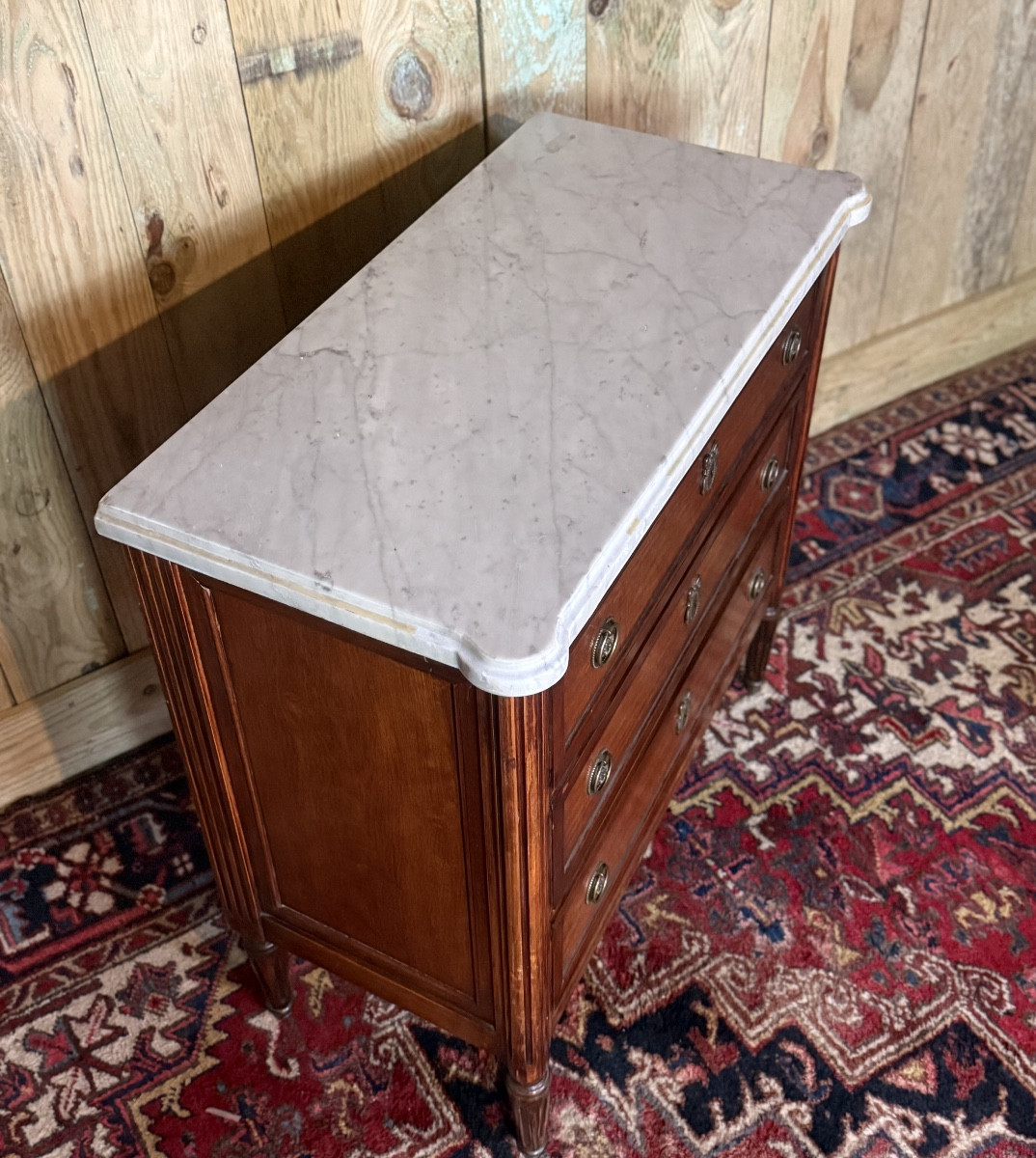 Small Louis XVI Style Mahogany Chest Of Drawers.-photo-1