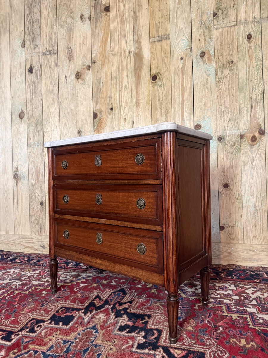 Small Louis XVI Style Mahogany Chest Of Drawers.-photo-2