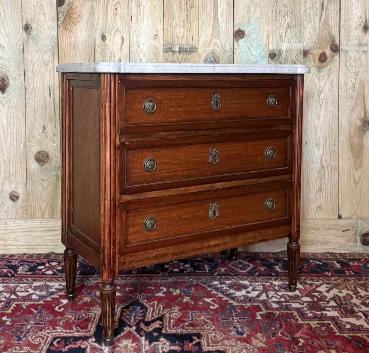 Small Louis XVI Style Mahogany Chest Of Drawers.