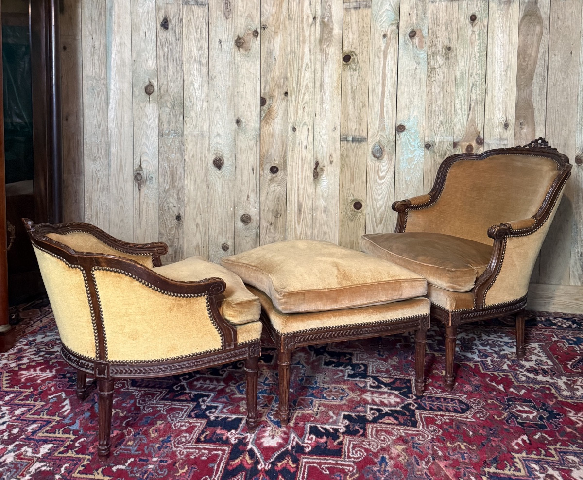 Duchesse Brisée In The Louis XVI Style In Natural Wood.-photo-2