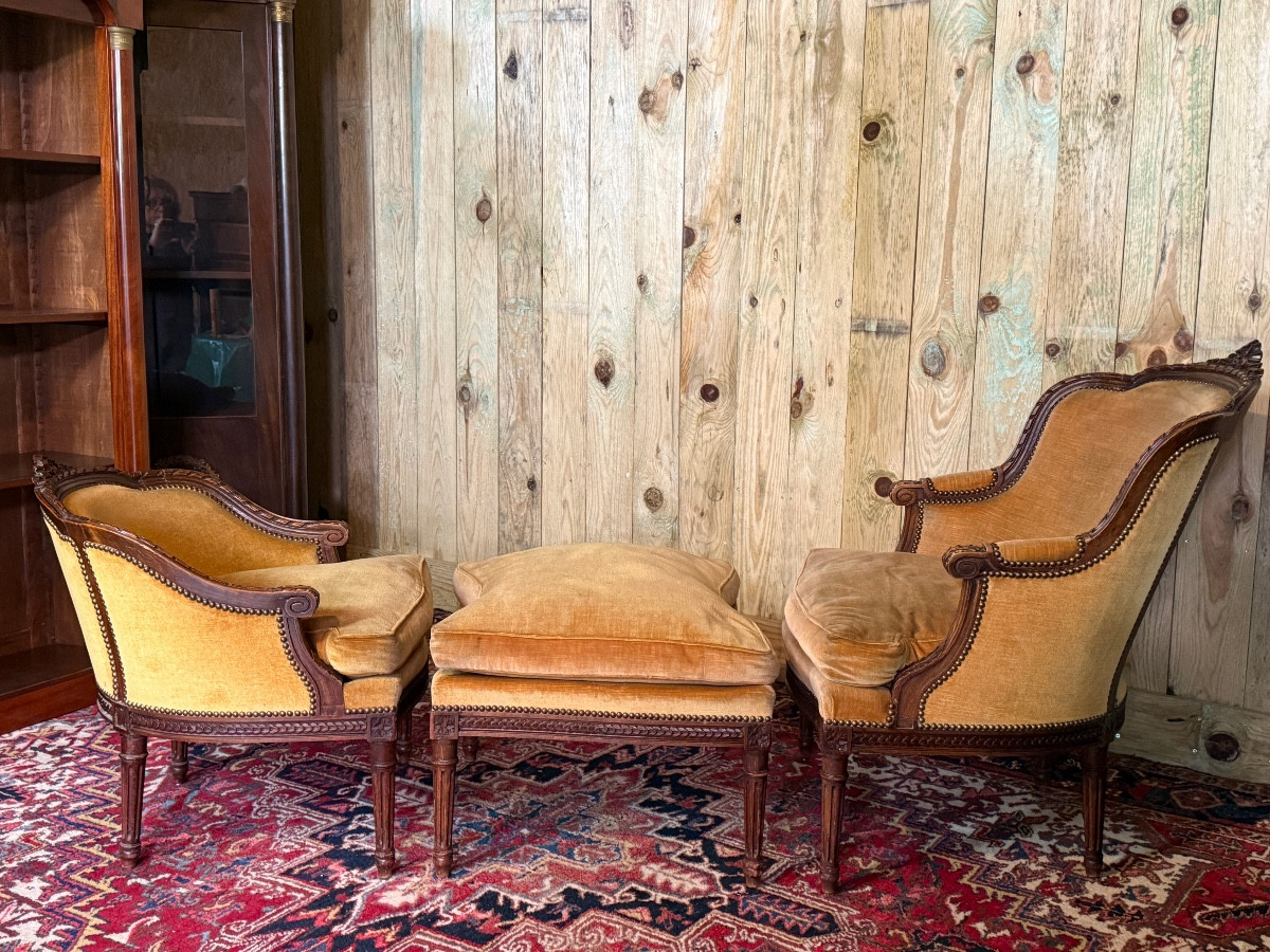 Duchesse Brisée In The Louis XVI Style In Natural Wood.-photo-3