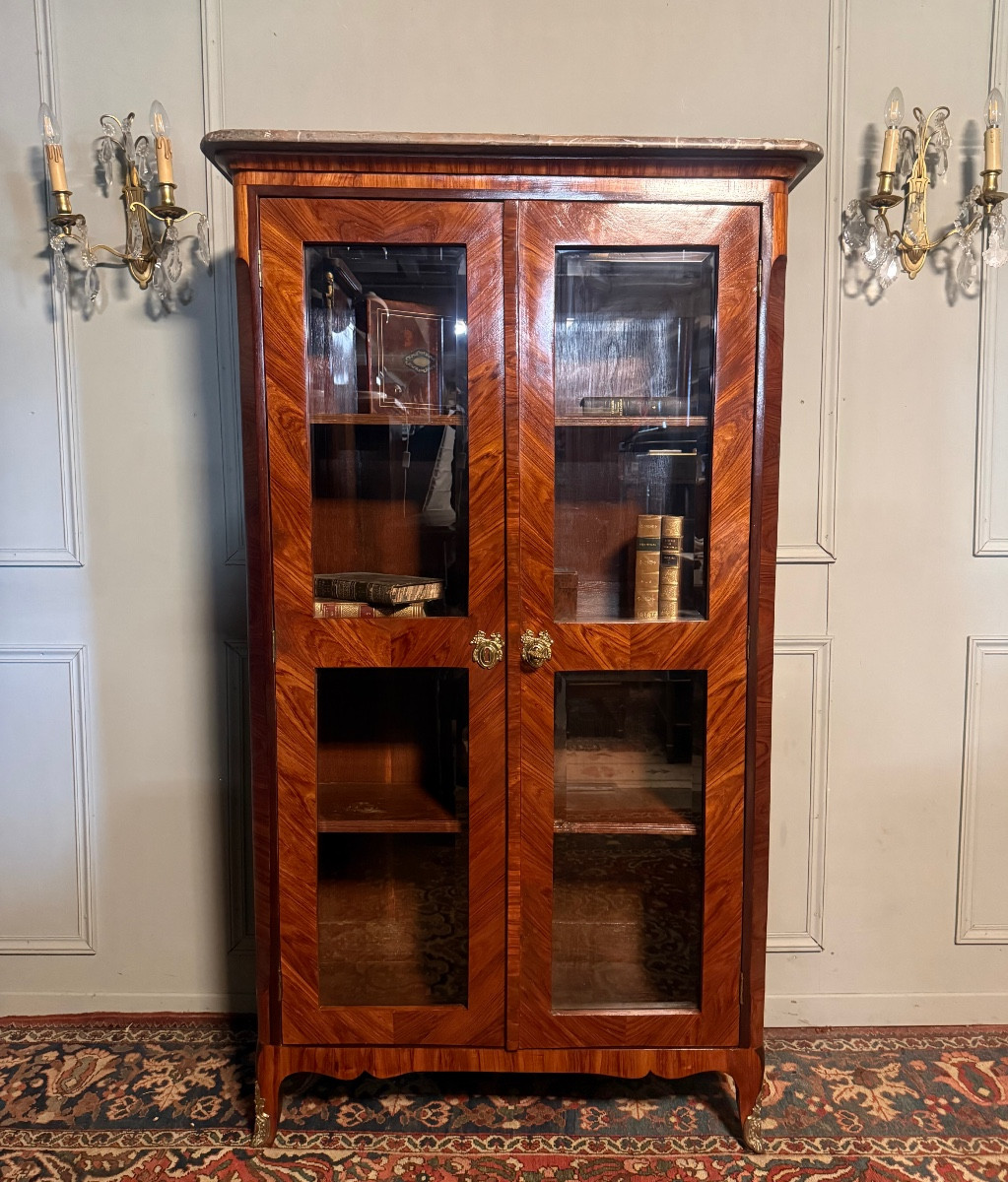18th Century Marquetry Display Cabinet/library.-photo-3
