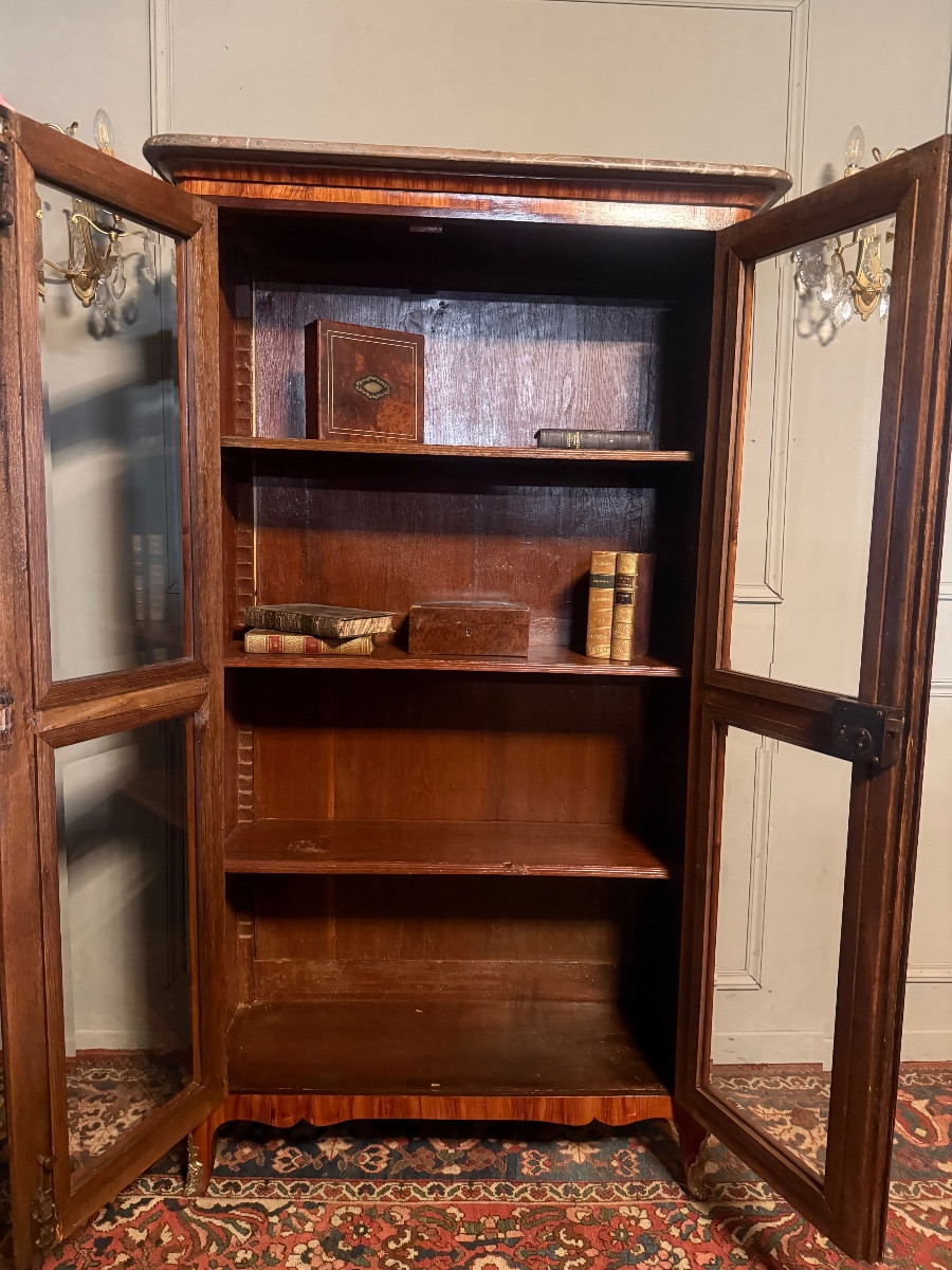 18th Century Marquetry Display Cabinet/library.-photo-3