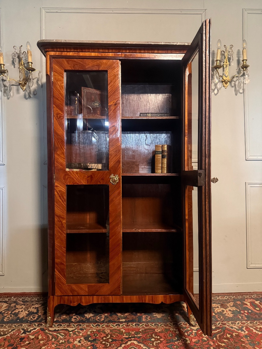 18th Century Marquetry Display Cabinet/library.-photo-6