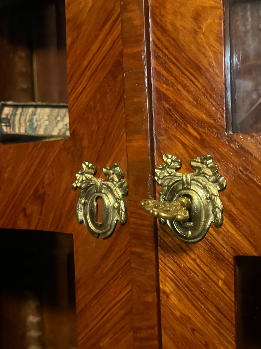 18th Century Marquetry Display Cabinet/library.-photo-7