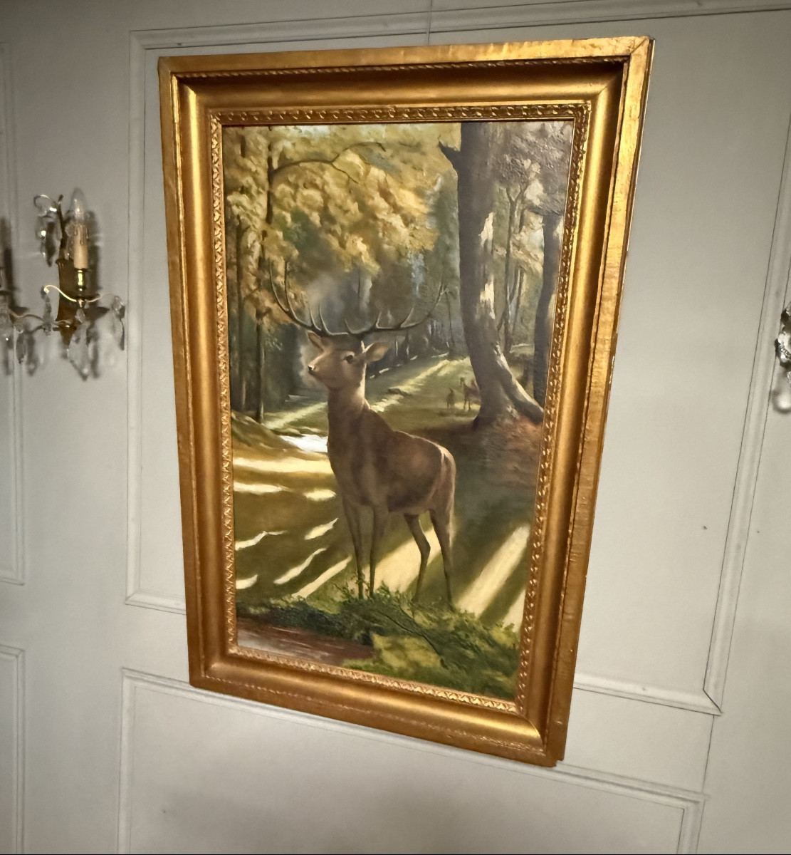 Art-deco Painting. Deer In The Clearing.-photo-1