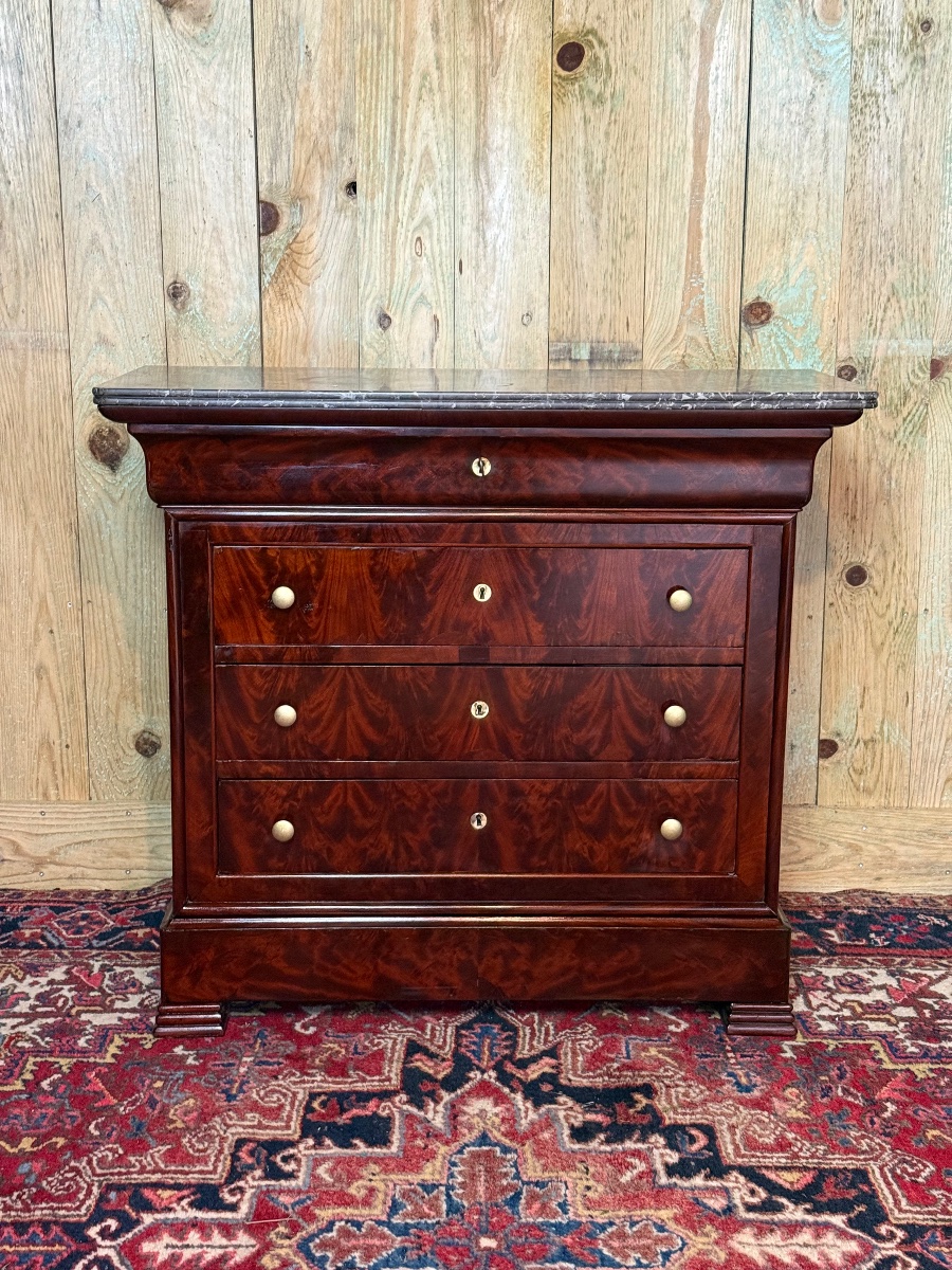 Petite commode d' époque LOUIS PHILIPPE en acajou. -photo-8