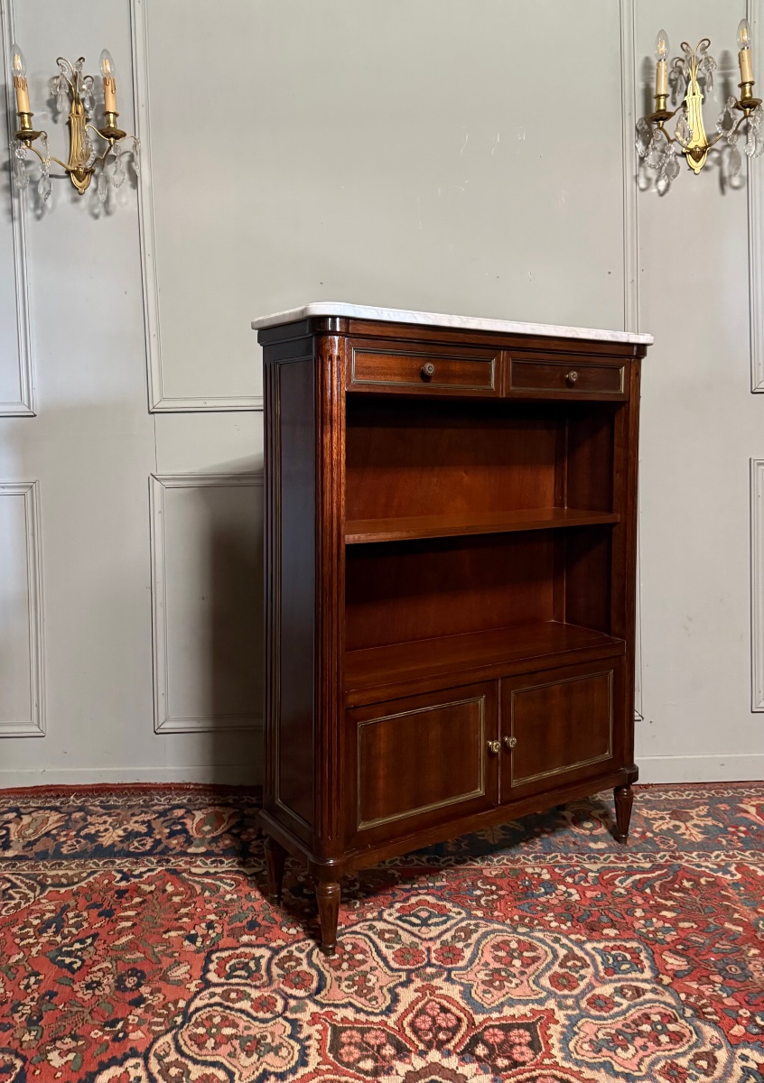 Louis XVI Style Mahogany Bookcase.