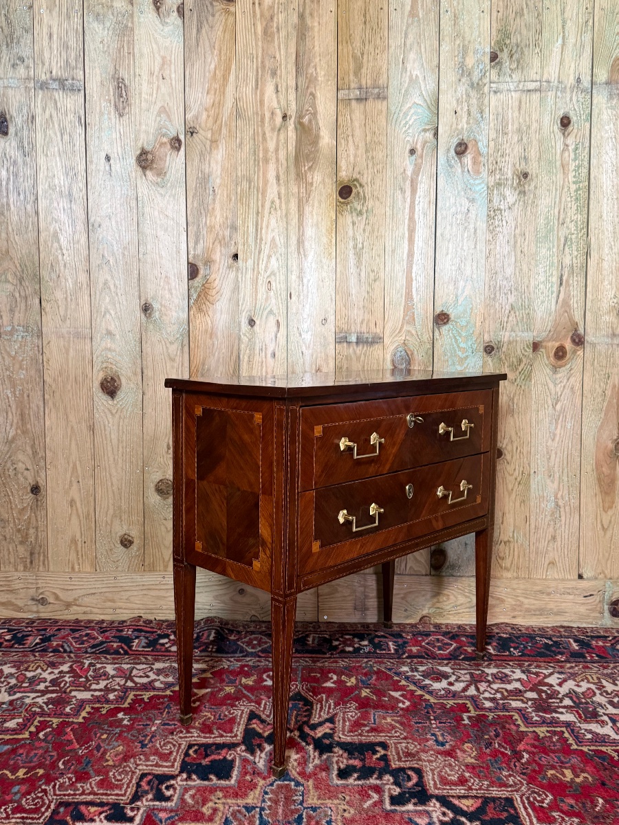 Commode  Louis XVI d’époque XVIII ème  en marqueterie-photo-2