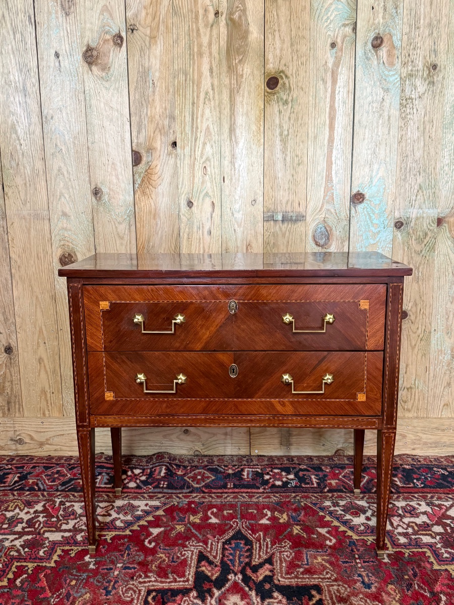 Commode  Louis XVI d’époque XVIII ème  en marqueterie-photo-4
