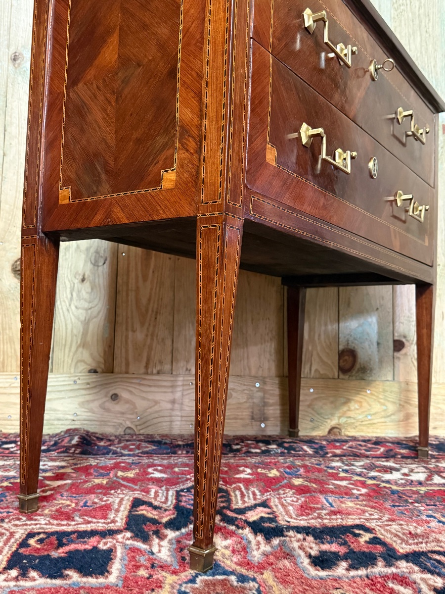 Commode  Louis XVI d’époque XVIII ème  en marqueterie-photo-2
