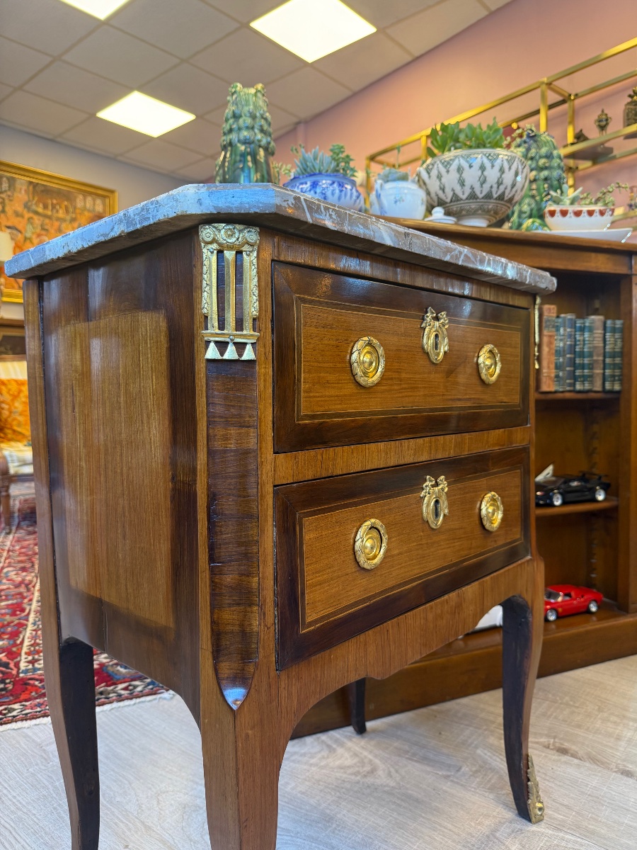 Commode transition  d'époque XVIII ème en marqueterie -photo-2