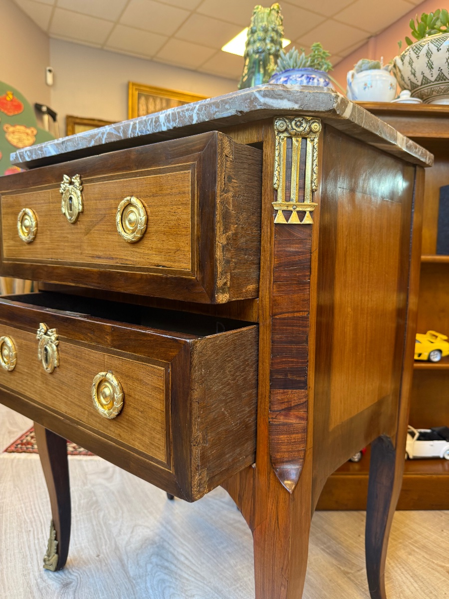 Commode transition  d'époque XVIII ème en marqueterie -photo-3