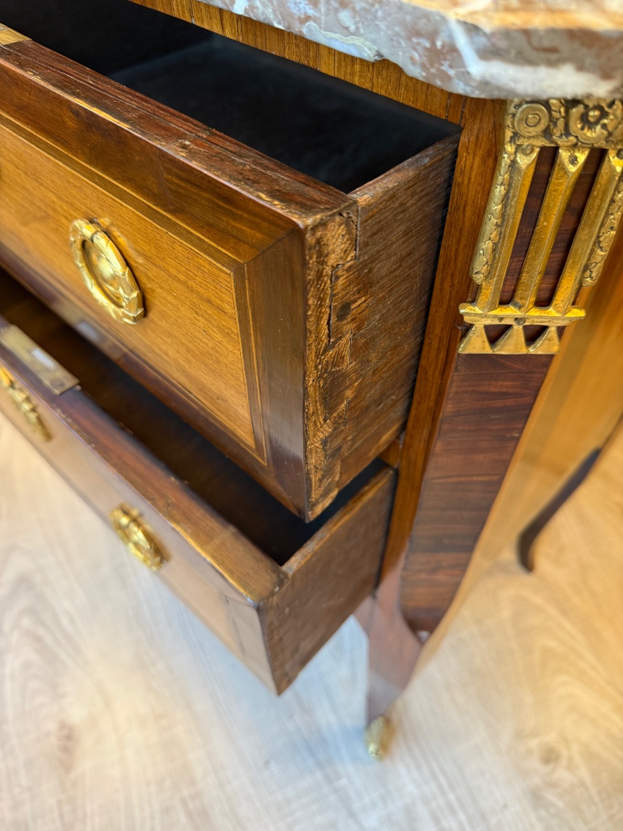 Commode transition  d'époque XVIII ème en marqueterie -photo-4