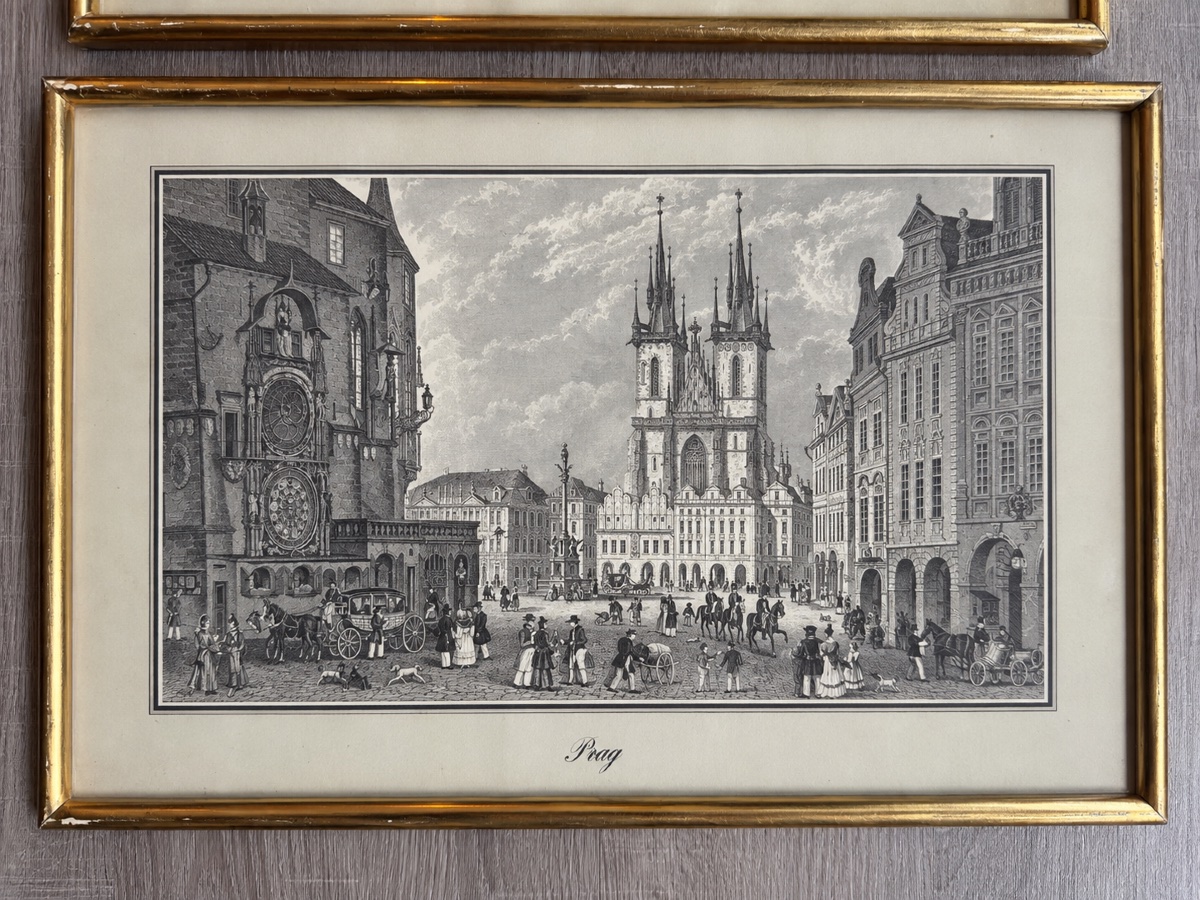 Set Of 8 Antique Engravings – Views Of Cities Around The World – Gilded Frames-photo-2