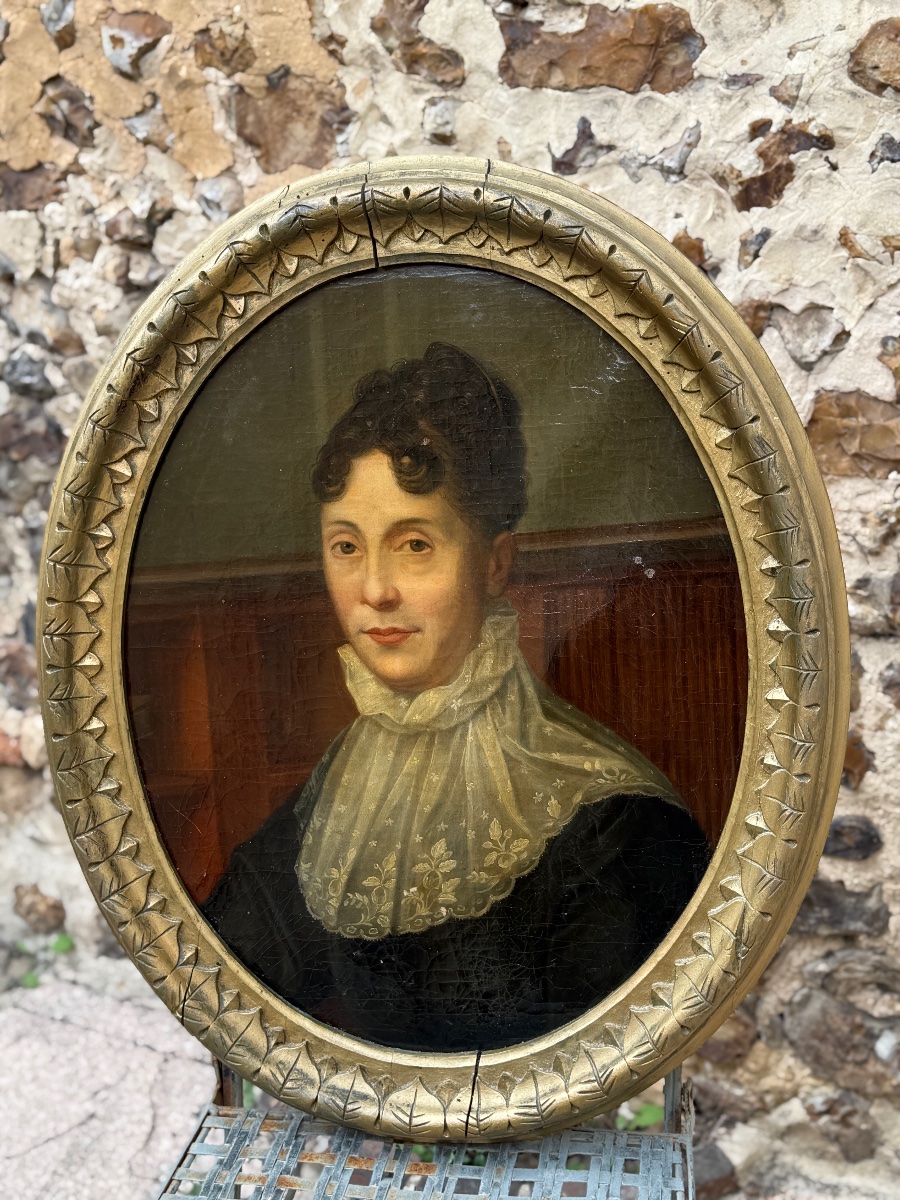 Portrait Of A Woman Of Distinction. Oil On Canvas. 19th Century. -photo-2