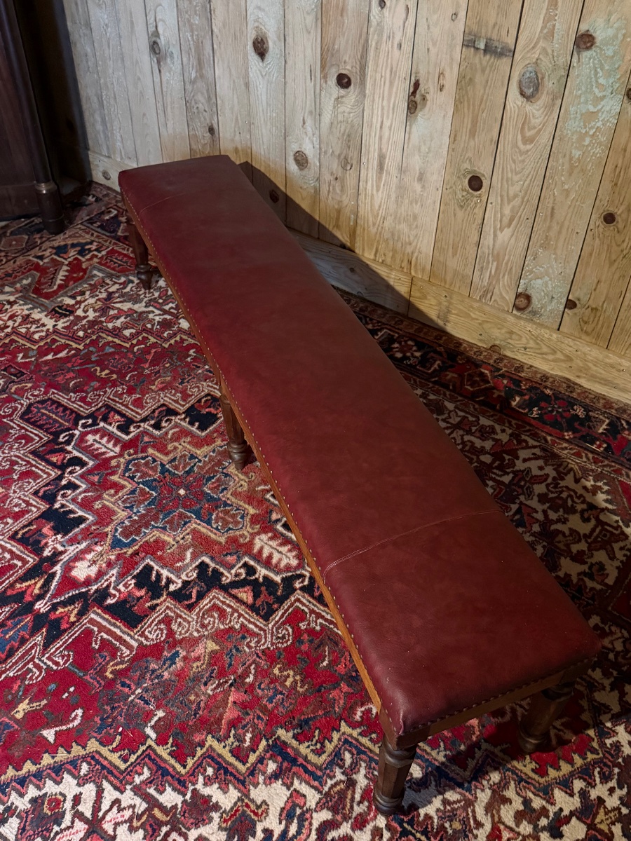 Banquette de vestibule en noyer, d'époque XIX ème. -photo-2