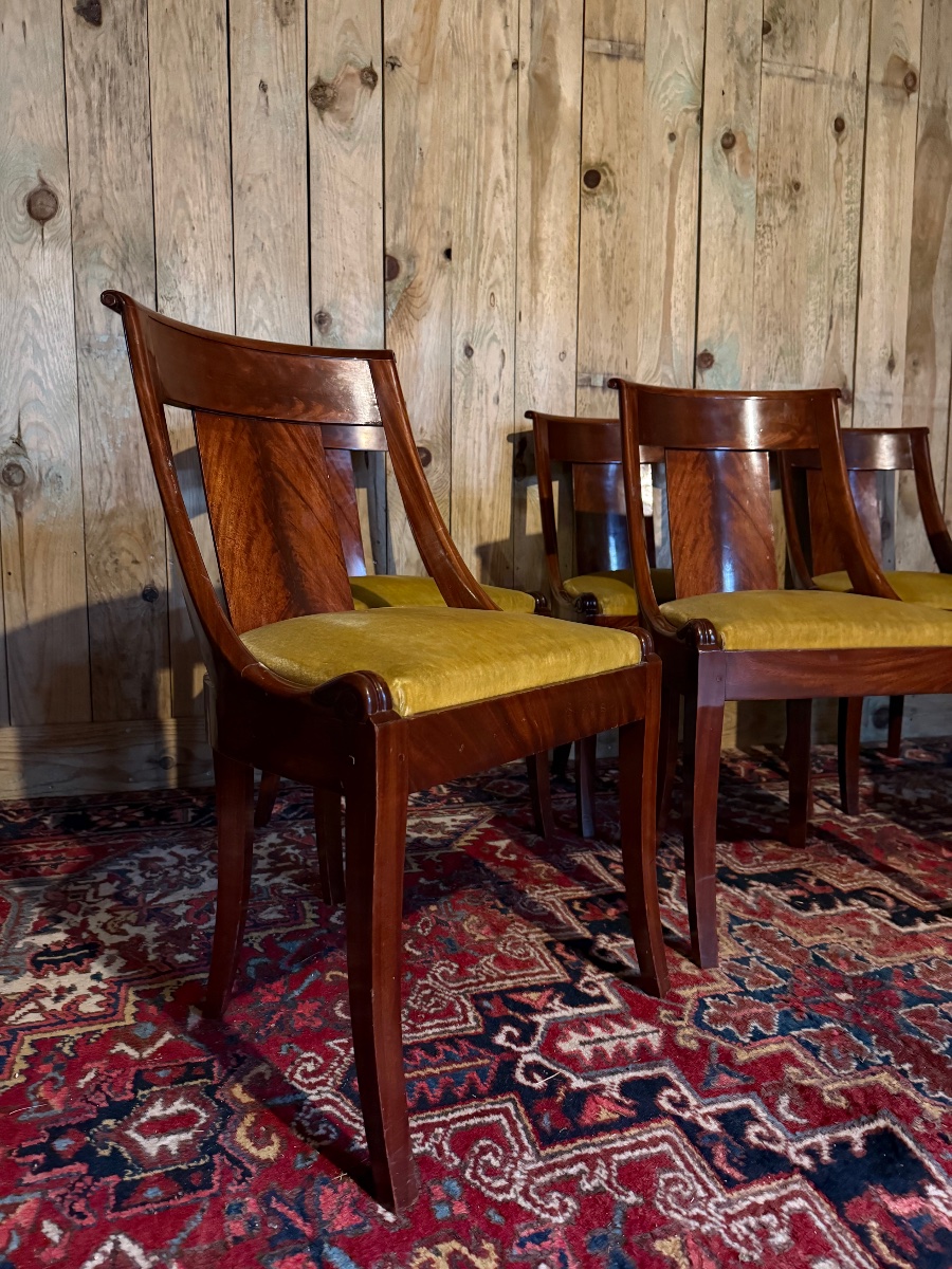 A Set Of Six Empire-style Mahogany Gondola Chairs. -photo-3