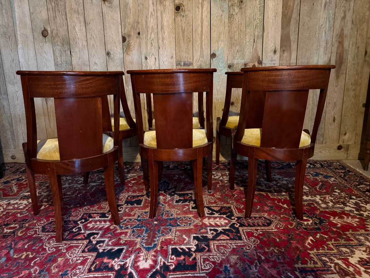 A Set Of Six Empire-style Mahogany Gondola Chairs. -photo-4