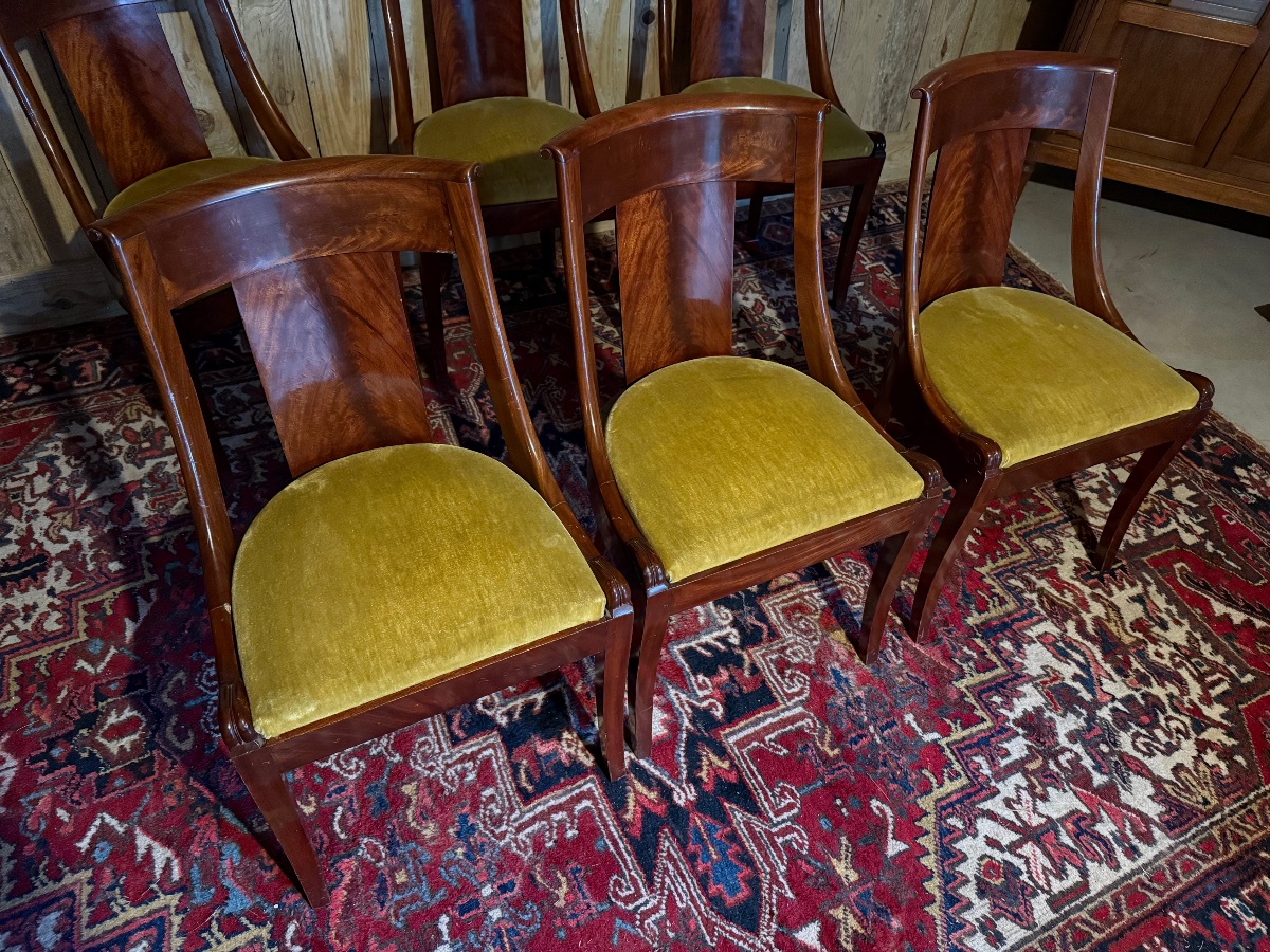 A Set Of Six Empire-style Mahogany Gondola Chairs. -photo-2