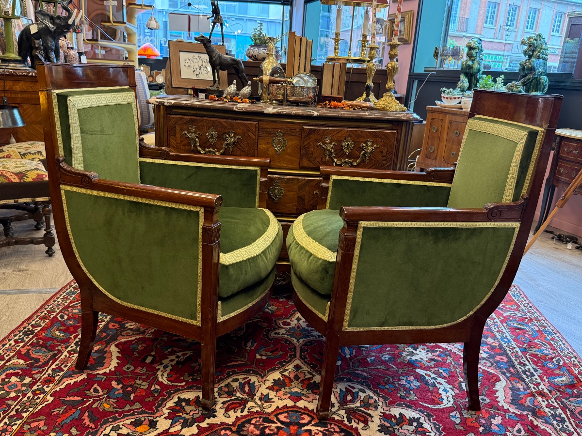 Paire de bergères d’époque Consulat -photo-4