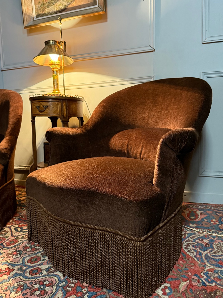 Paire de chauffeuses de style Napoléon III -photo-4