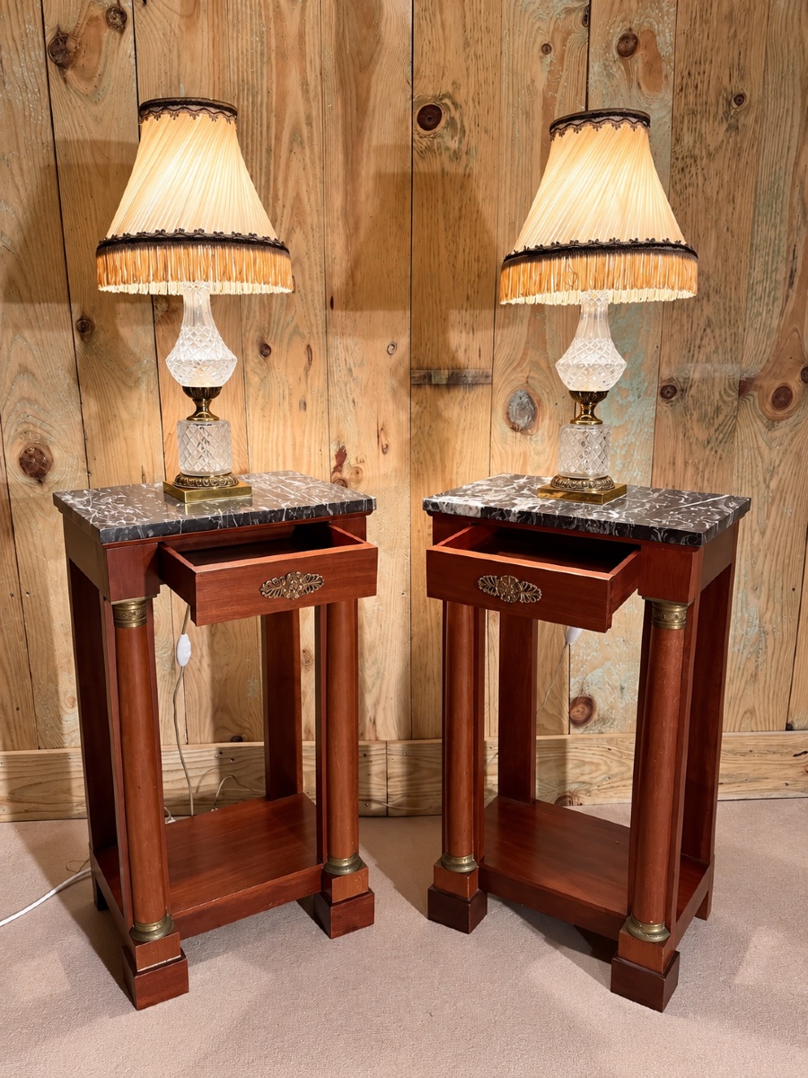 Pair Of Empire-style Nightstands From The 20th Century -photo-4
