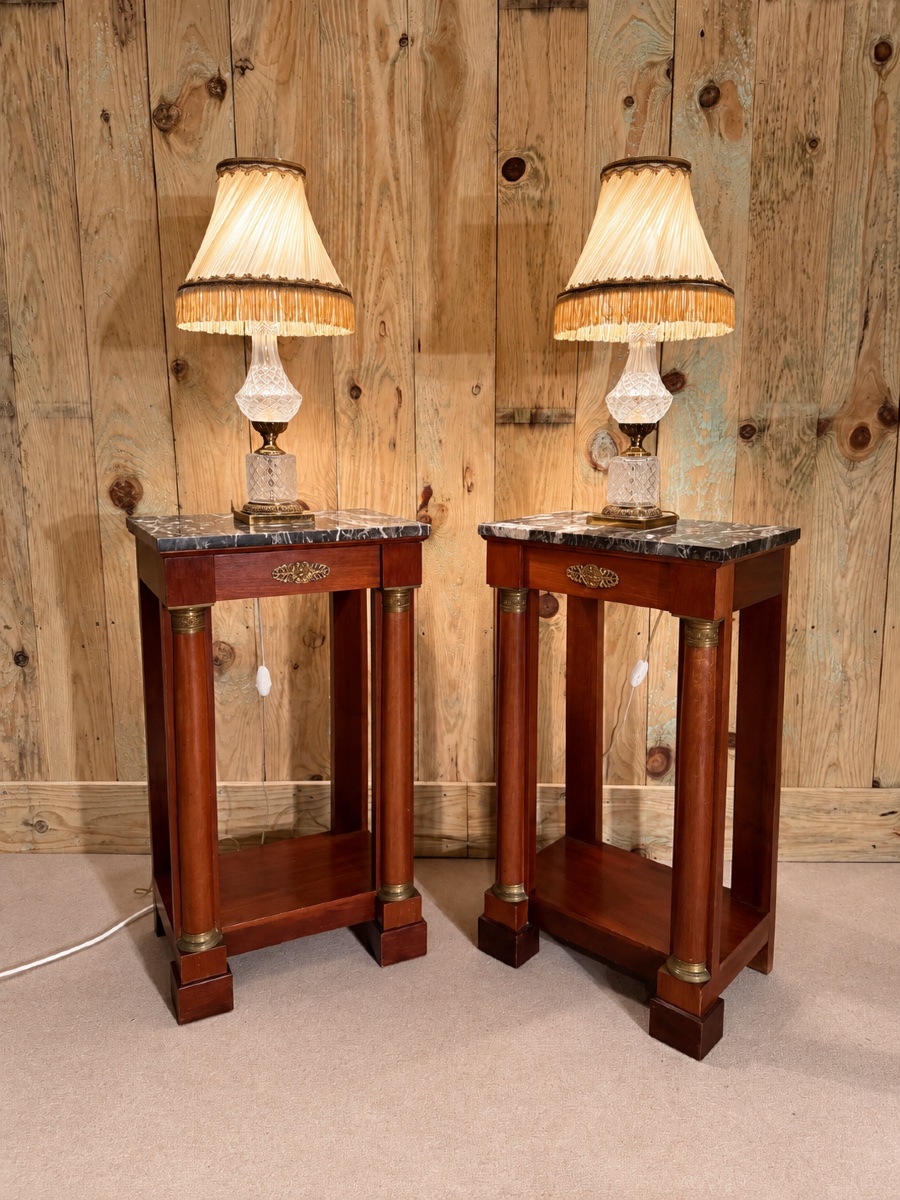 Pair Of Empire-style Nightstands From The 20th Century 