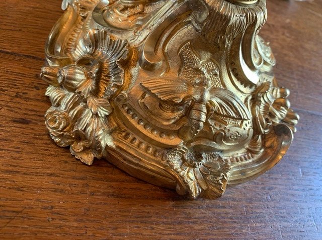 Paire De Bougeoirs Aux Papillons Et Insectes De Style Louis XV-photo-1