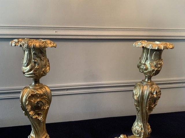 Paire De Bougeoirs Aux Papillons Et Insectes De Style Louis XV-photo-8