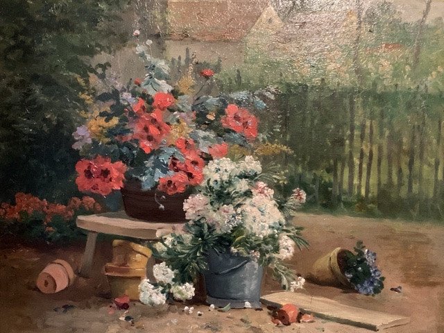 Eugène Henri Cauchois ( 1850-1911) » Nature Morte Aux Fleurs Des Champs ».-photo-2