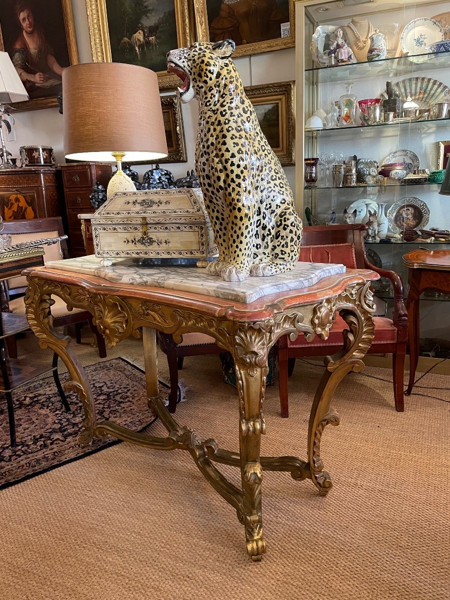 Table à Gibier En Bois Doré D’époque Fin XIX Ème.