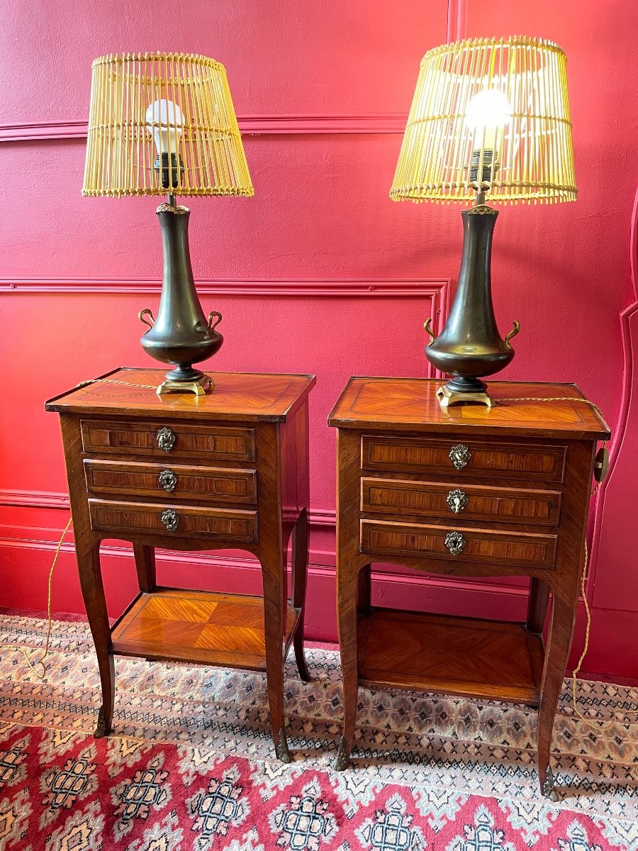 Pair Of Napoleon III Period Baluster Lamps.