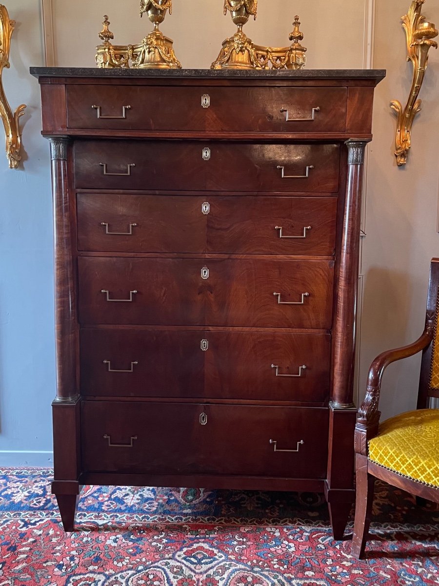 First Empire Period Chiffonier In Mahogany.