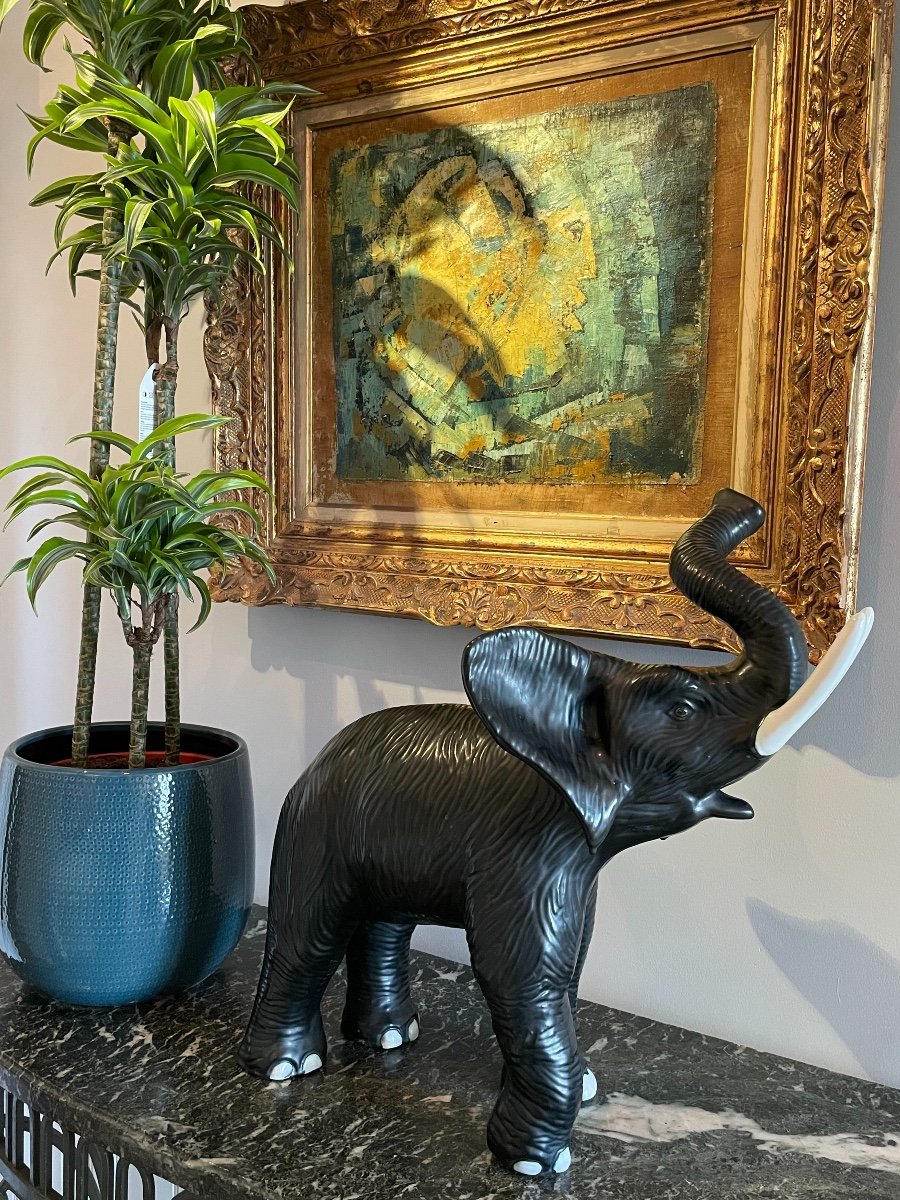 Statue D’éléphant Céramique  Circa 1980-photo-2