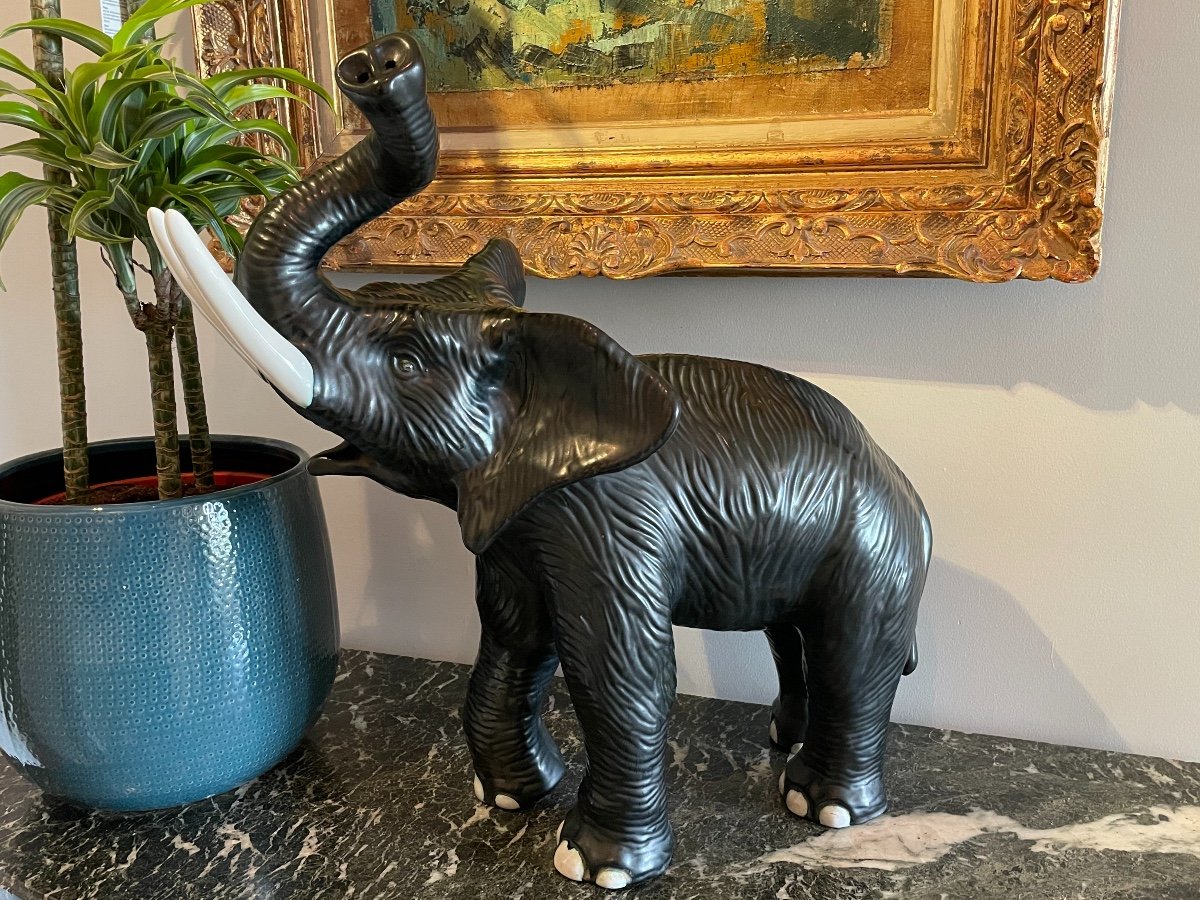 Ceramic Elephant Statue Circa 1980