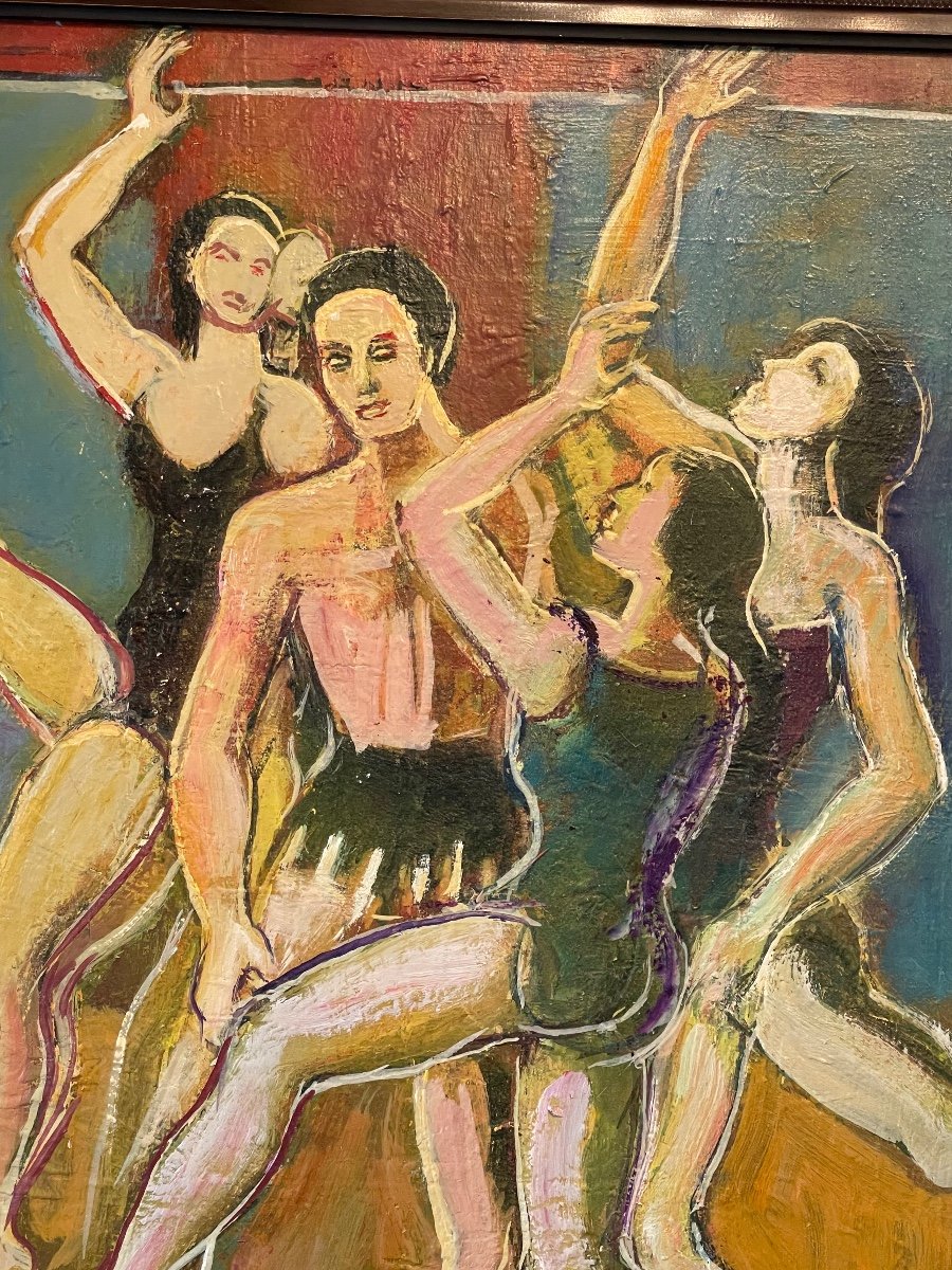 Jambu "the Dancers" Oil On Canvas.-photo-3