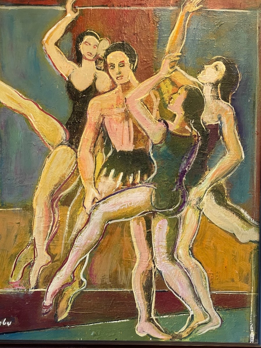 Jambu "the Dancers" Oil On Canvas.-photo-4