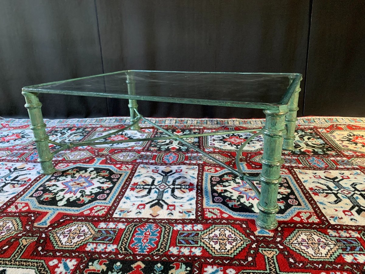 Large Bronze And Glass Coffee Table Circa 1960-photo-2