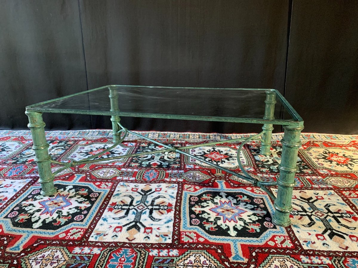 Large Bronze And Glass Coffee Table Circa 1960-photo-4